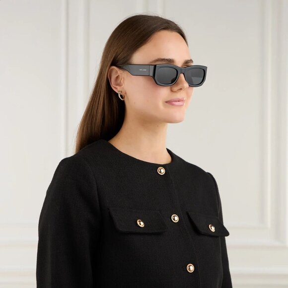 NEW SAINT LAURENT SL 713 001 BLACK GREY SQUARE SUNGLASSES SL713 001 - Picture 2 of 4